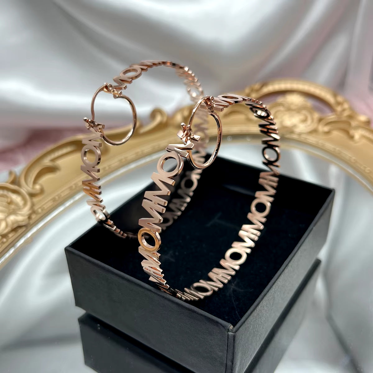 40-70MM New 2022 Earings Stainless Steel Hoop Earrings Customized Name Earring for Woman Free Shipping Custom Bridesmaid Gift