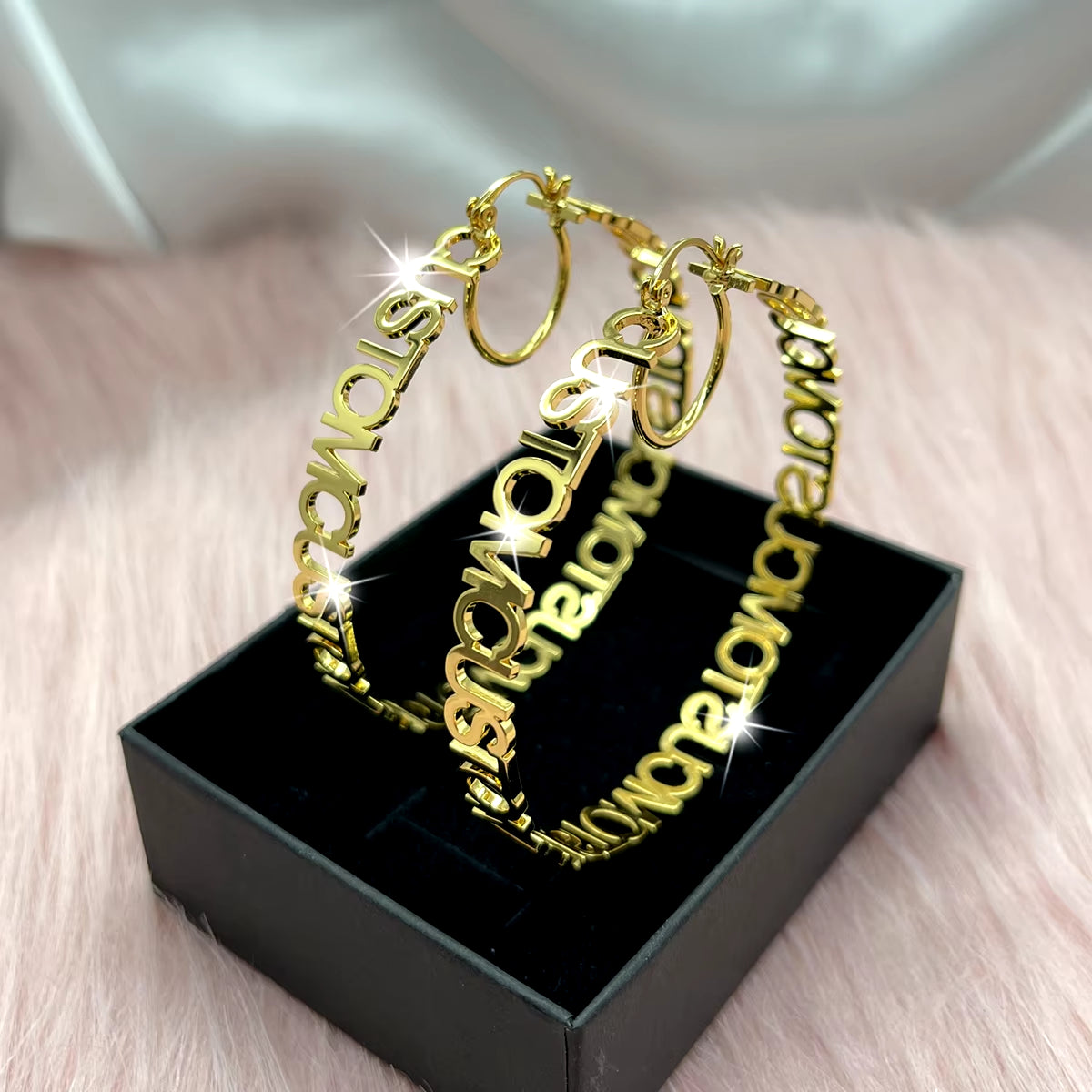 40-70MM New 2022 Earings Stainless Steel Hoop Earrings Customized Name Earring for Woman Free Shipping Custom Bridesmaid Gift