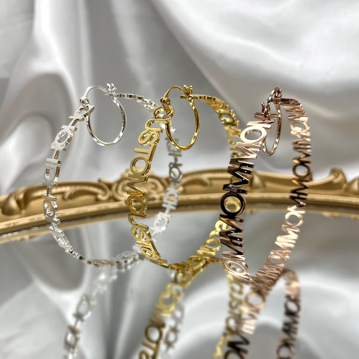 40-70MM New 2022 Earings Stainless Steel Hoop Earrings Customized Name Earring for Woman Free Shipping Custom Bridesmaid Gift